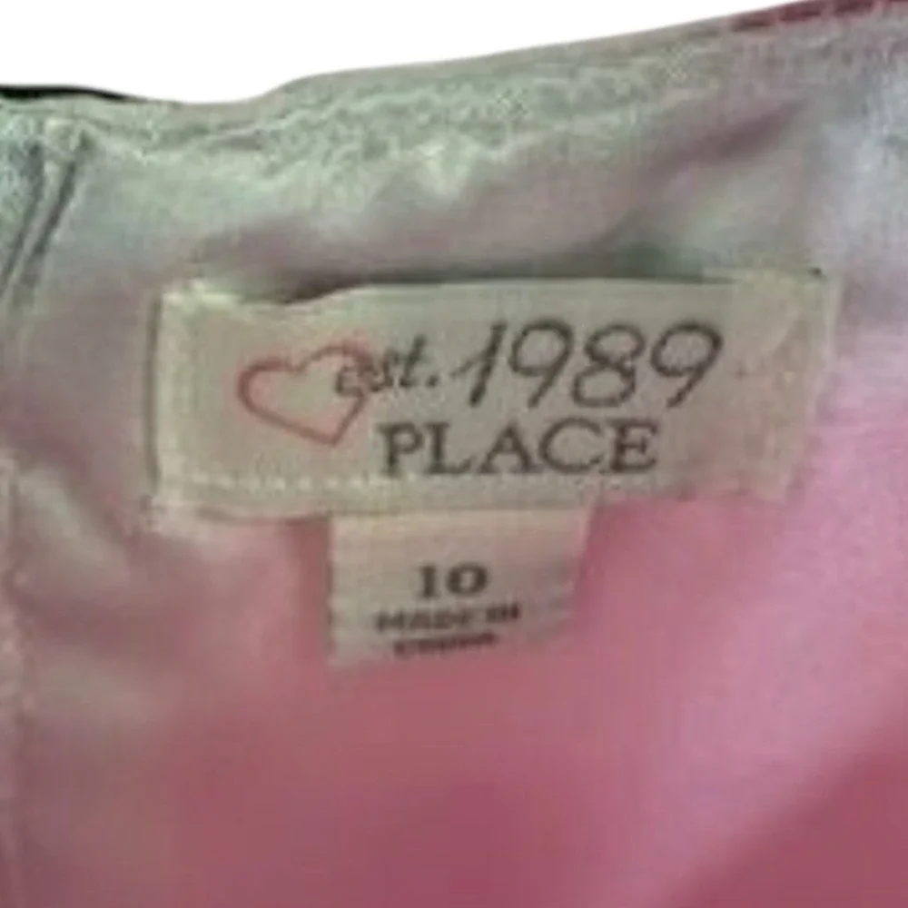 The Childrens Place Striped Bubble Hem Dress Girls Size 10 Pink Flower Belt